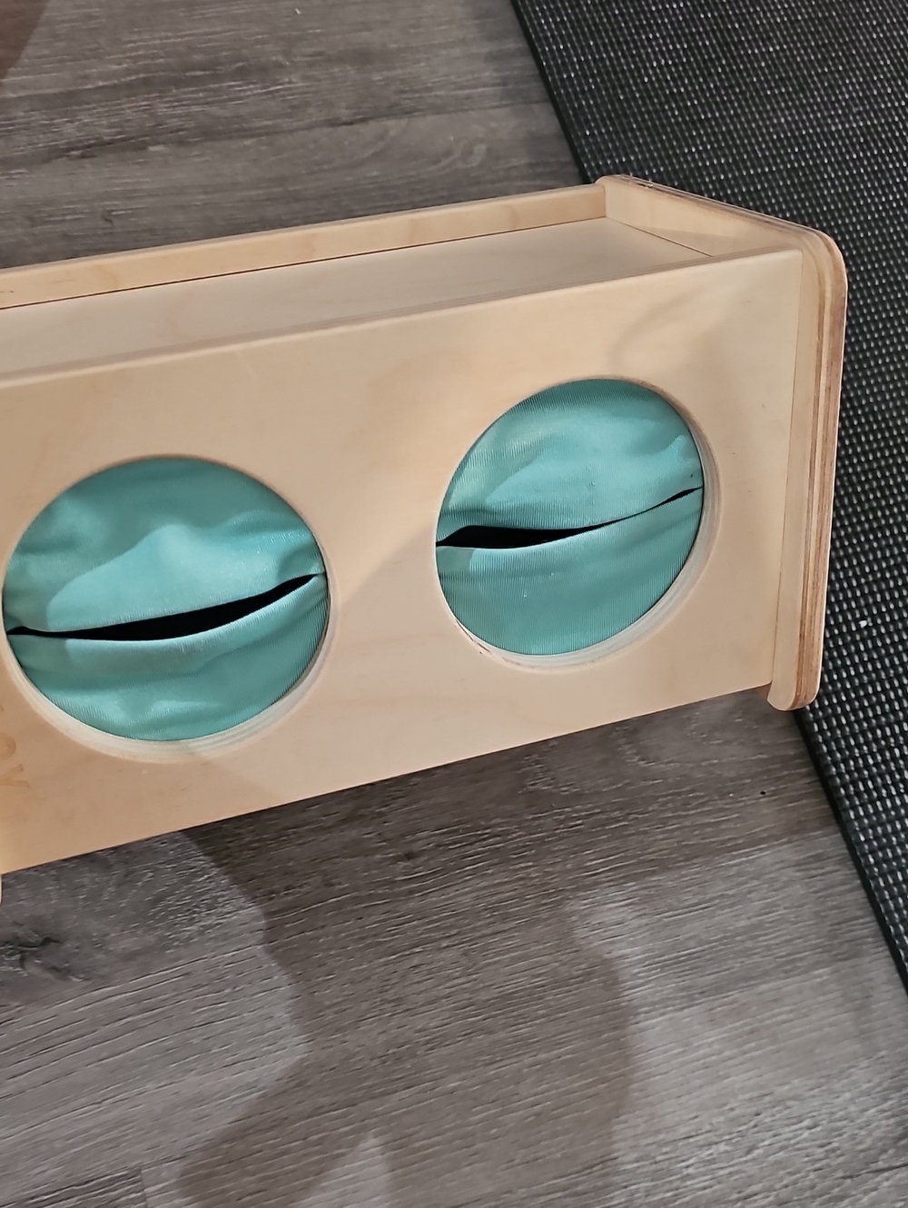 This is a Lovevery Montessori Sensory Box designed for tactile exploration